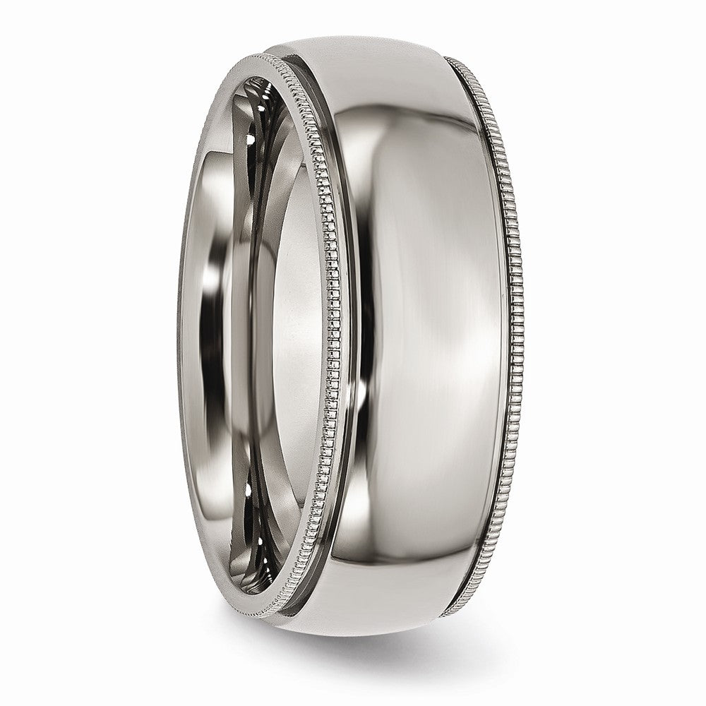 Chisel Titanium Grooved And Beaded Edge 8mm Polished Wedding Band