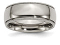 Chisel Titanium Grooved And Beaded Edge 8mm Polished Wedding Band