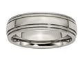 Chisel Titanium Grooved And Beaded Edge 6mm Polished Wedding Band