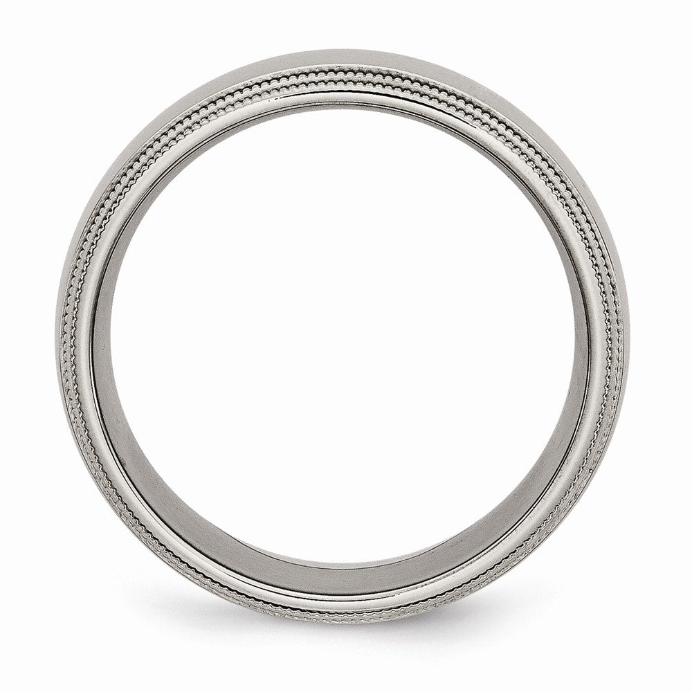 Chisel Titanium Grooved And Beaded Edge 8mm Polished Wedding Band