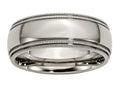 Chisel Titanium Grooved And Beaded Edge 8mm Polished Wedding Band