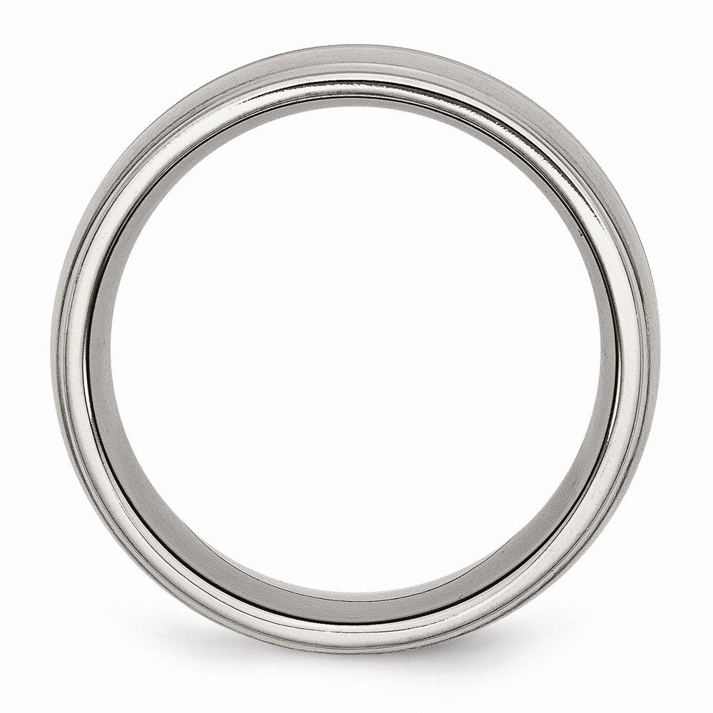 Chisel Titanium Grooved Ridged Edge 10mm Brushed And Polished Wedding Band