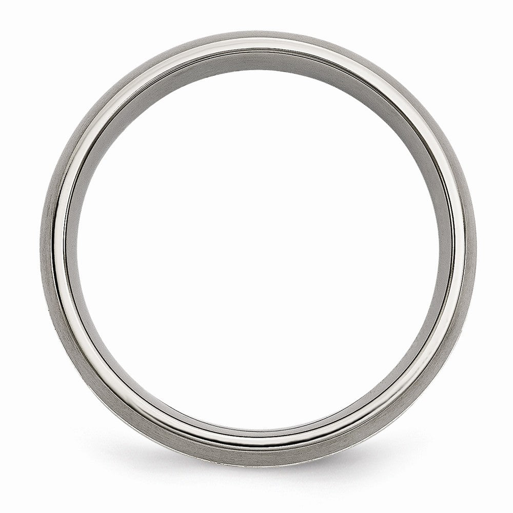 Chisel Titanium Grooved 7mm Sterling Silver Inlay Brushed/polished Wedding Band