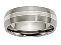 Chisel Titanium Grooved 7mm Sterling Silver Inlay Brushed/polished Wedding Band
