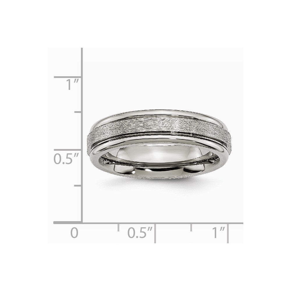 Chisel Titanium Grooved Edge 6mm Satin And Polished Wedding Band