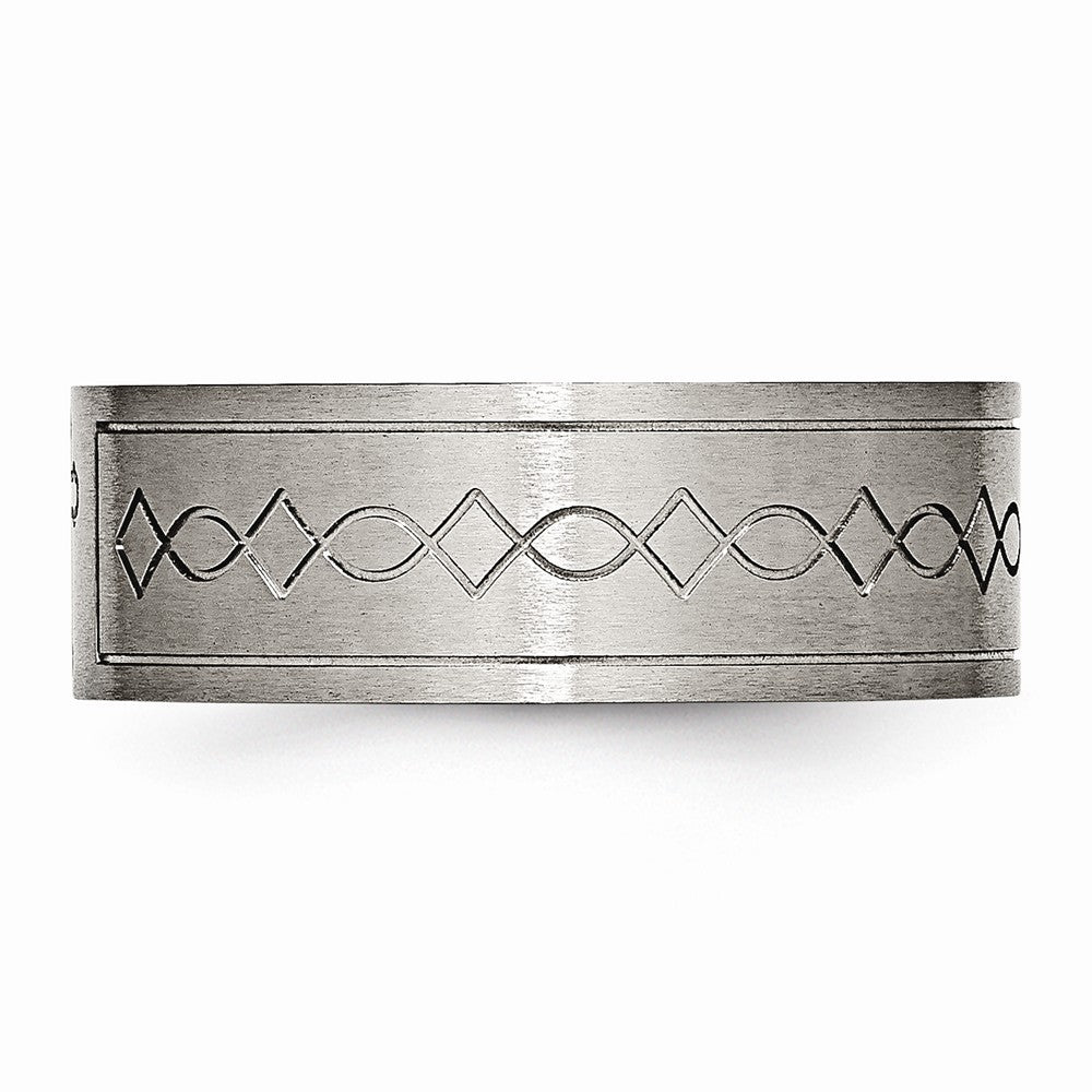 Chisel Titanium Cross Design Flat 8mm Brushed Wedding Band