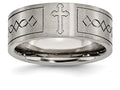 Chisel Titanium Cross Design Flat 8mm Brushed Wedding Band