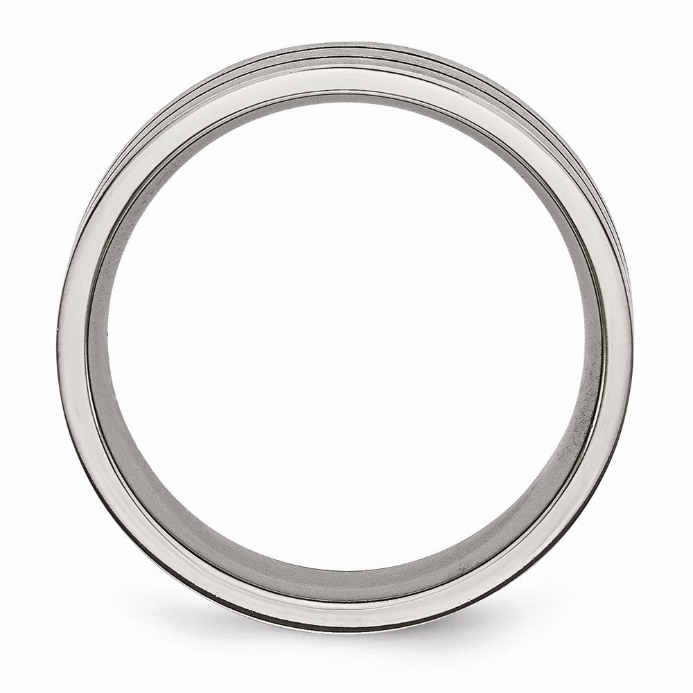 Chisel Titanium Black Enamel Flat Grooved 7mm Brushed Wedding Band