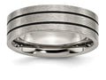 Chisel Titanium Black Enamel Flat Grooved 7mm Brushed Wedding Band