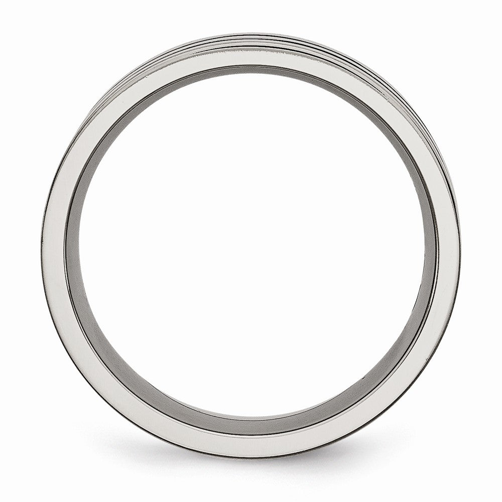 Chisel Titanium Enameled Grooved Flat 8mm Polished Wedding Band