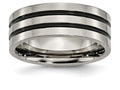Chisel Titanium Enameled Grooved Flat 8mm Polished Wedding Band