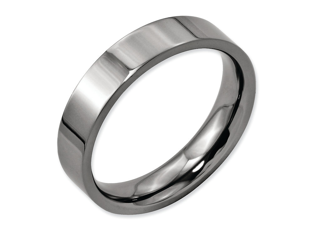 Chisel Titanium Flat 5mm Polished Wedding Band