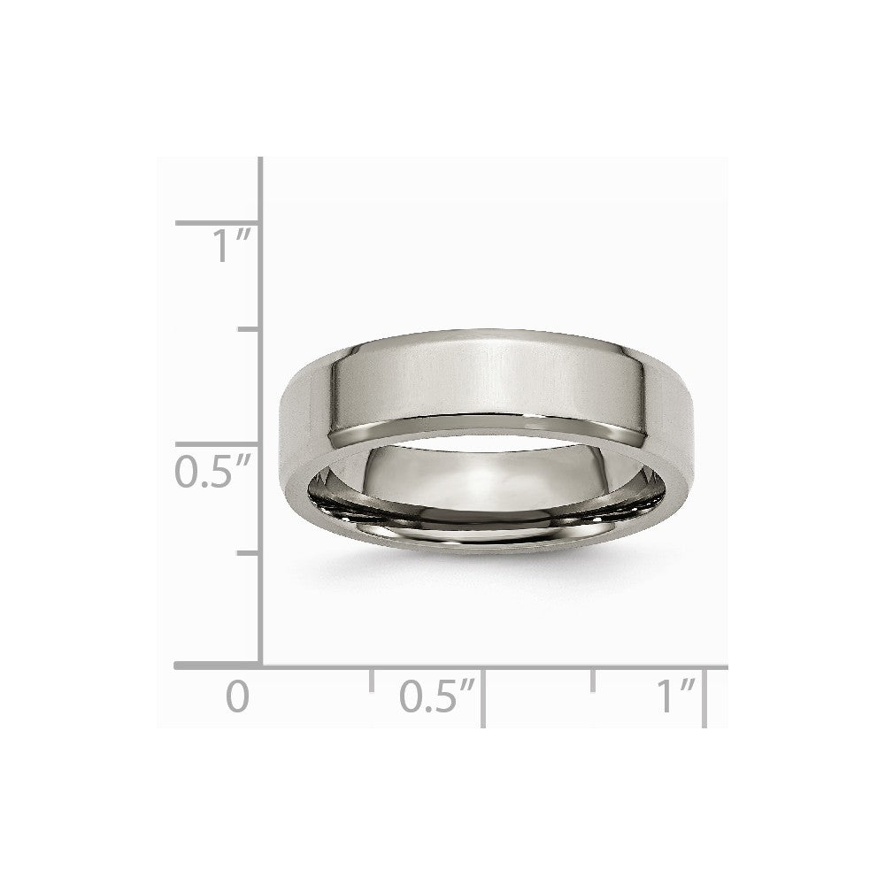 Chisel Titanium Beveled Edge 6mm Polished Wedding Band