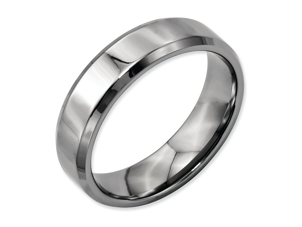 Chisel Titanium Beveled Edge 6mm Polished Wedding Band