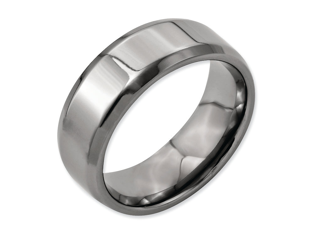 Chisel Titanium Beveled Edge 8mm Polished Wedding Band