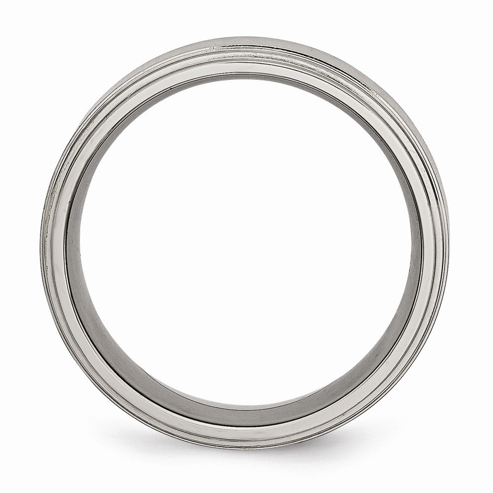 Chisel Titanium Double Step Ridged Edge 8mm Satin And Polished Wedding Band
