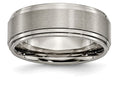Chisel Titanium Double Step Ridged Edge 8mm Satin And Polished Wedding Band