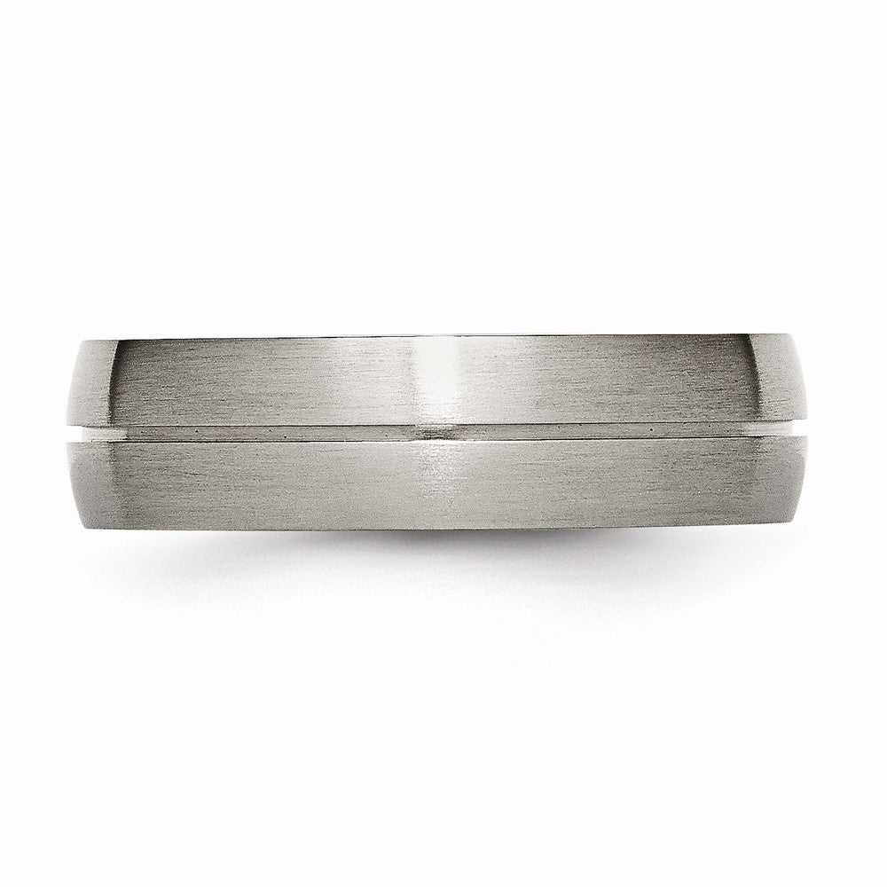 Chisel Titanium Grooved 6mm Satin Wedding Band