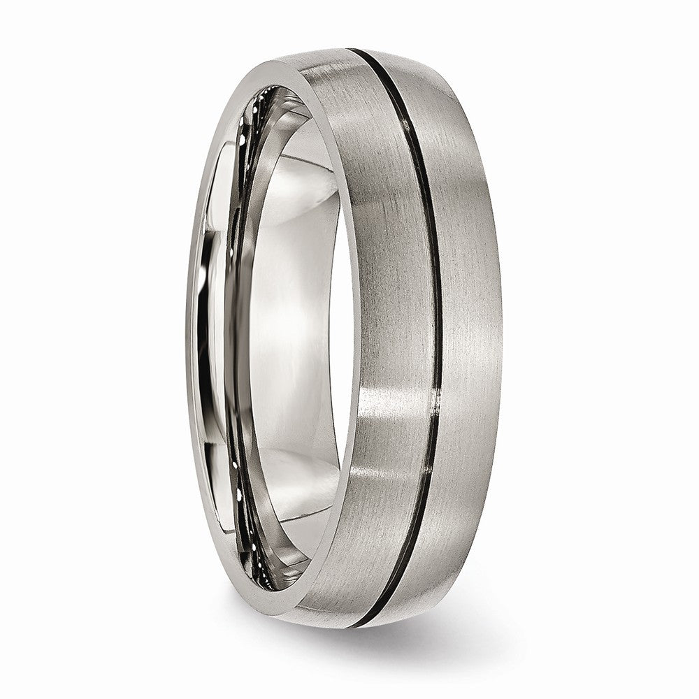 Chisel Titanium Grooved 6mm Satin Wedding Band