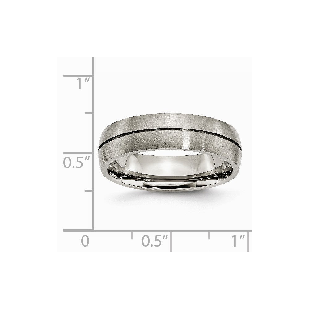 Chisel Titanium Grooved 6mm Satin Wedding Band
