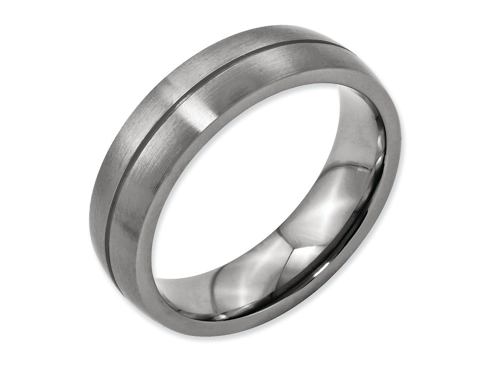 Chisel Titanium Grooved 6mm Satin Wedding Band
