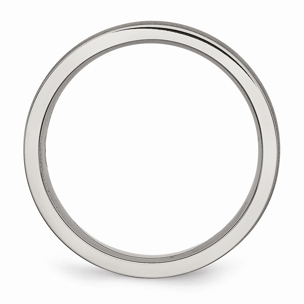 Chisel Titanium Ridged Edge 6mm Satin And Polished Wedding Band