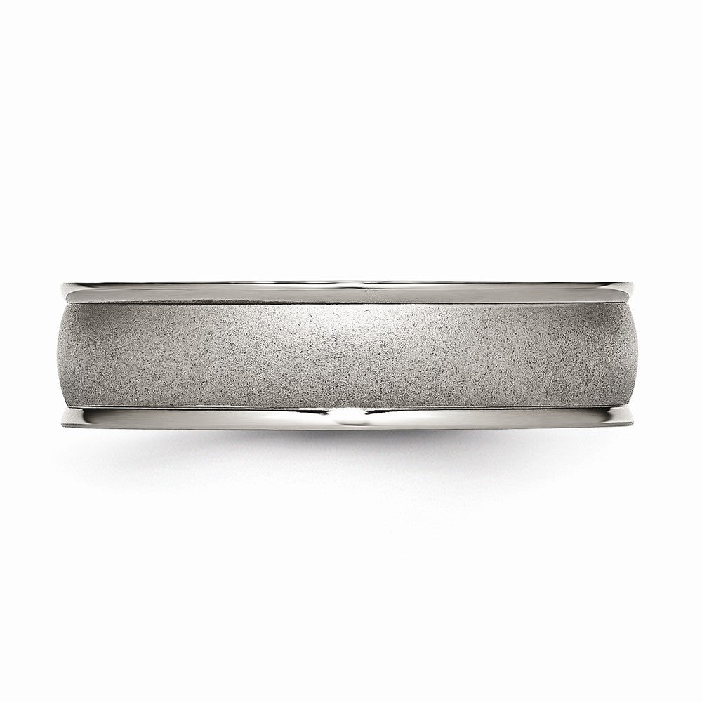Chisel Titanium Ridged Edge 6mm Satin And Polished Wedding Band