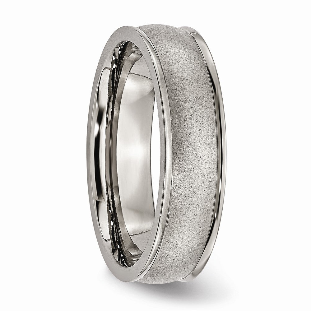 Chisel Titanium Ridged Edge 6mm Satin And Polished Wedding Band