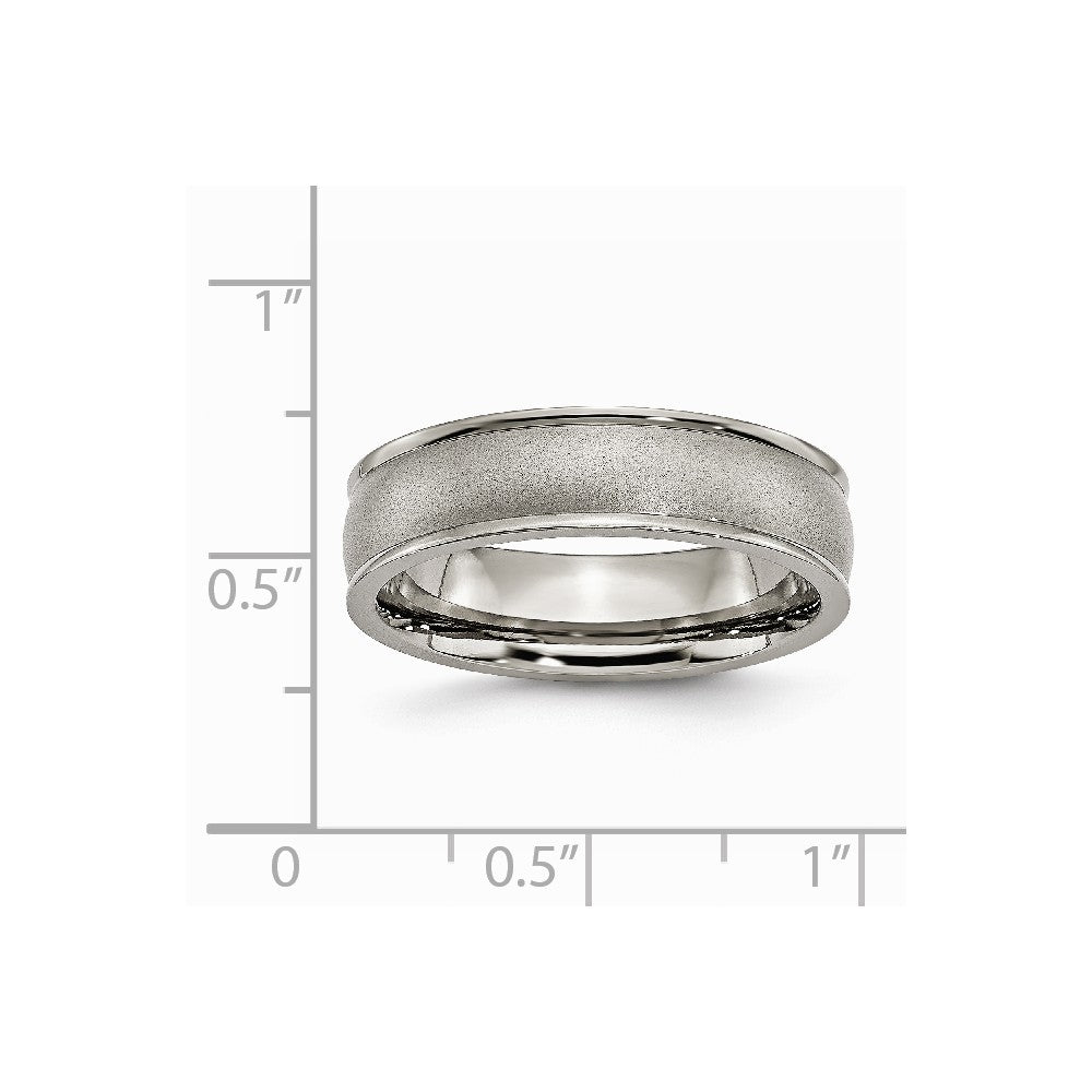 Chisel Titanium Ridged Edge 6mm Satin And Polished Wedding Band