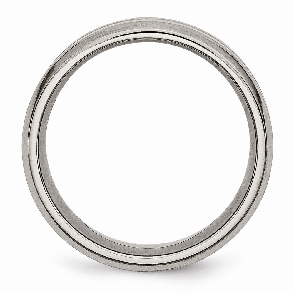 Chisel Titanium Grooved Beveled Edge 8mm Brushed And Polished Wedding Band