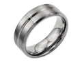 Chisel Titanium Grooved Beveled Edge 8mm Brushed And Polished Wedding Band