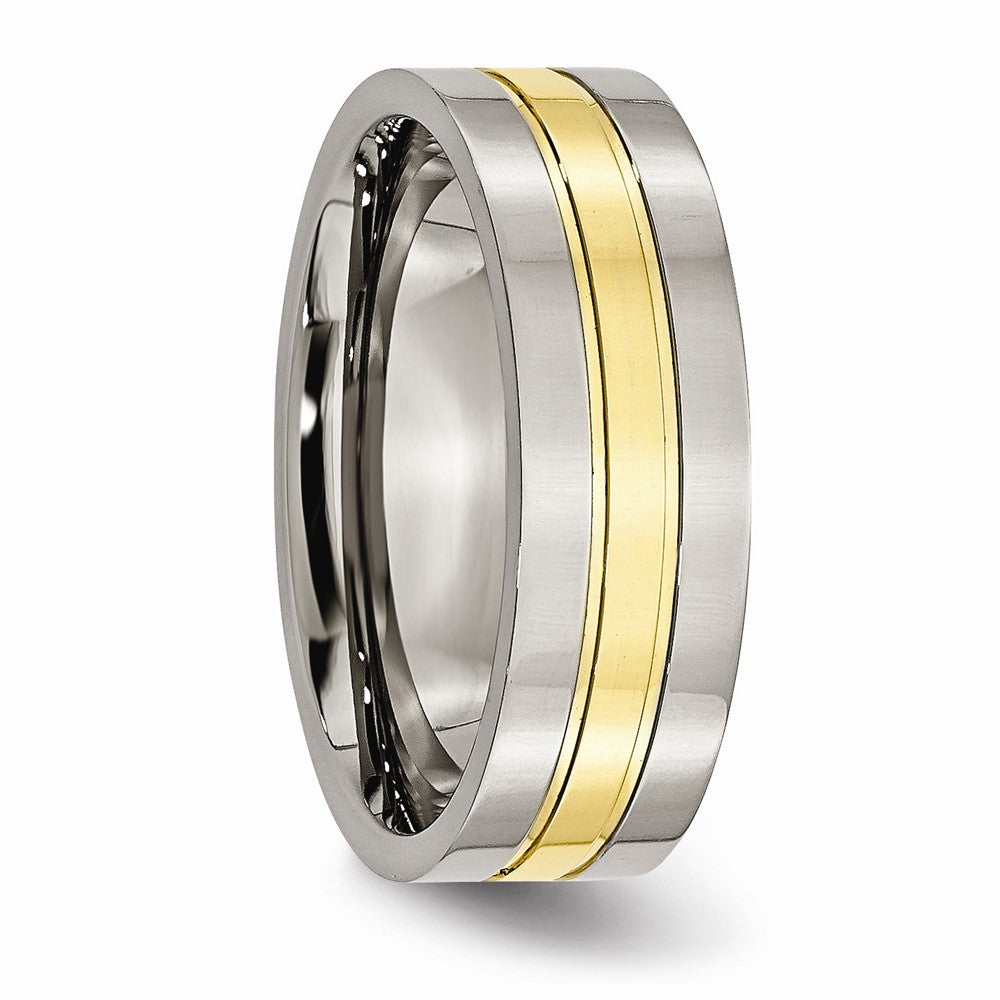 Chisel Titanium Yellow Ip-plated Grooved 7mm Polished Wedding Band