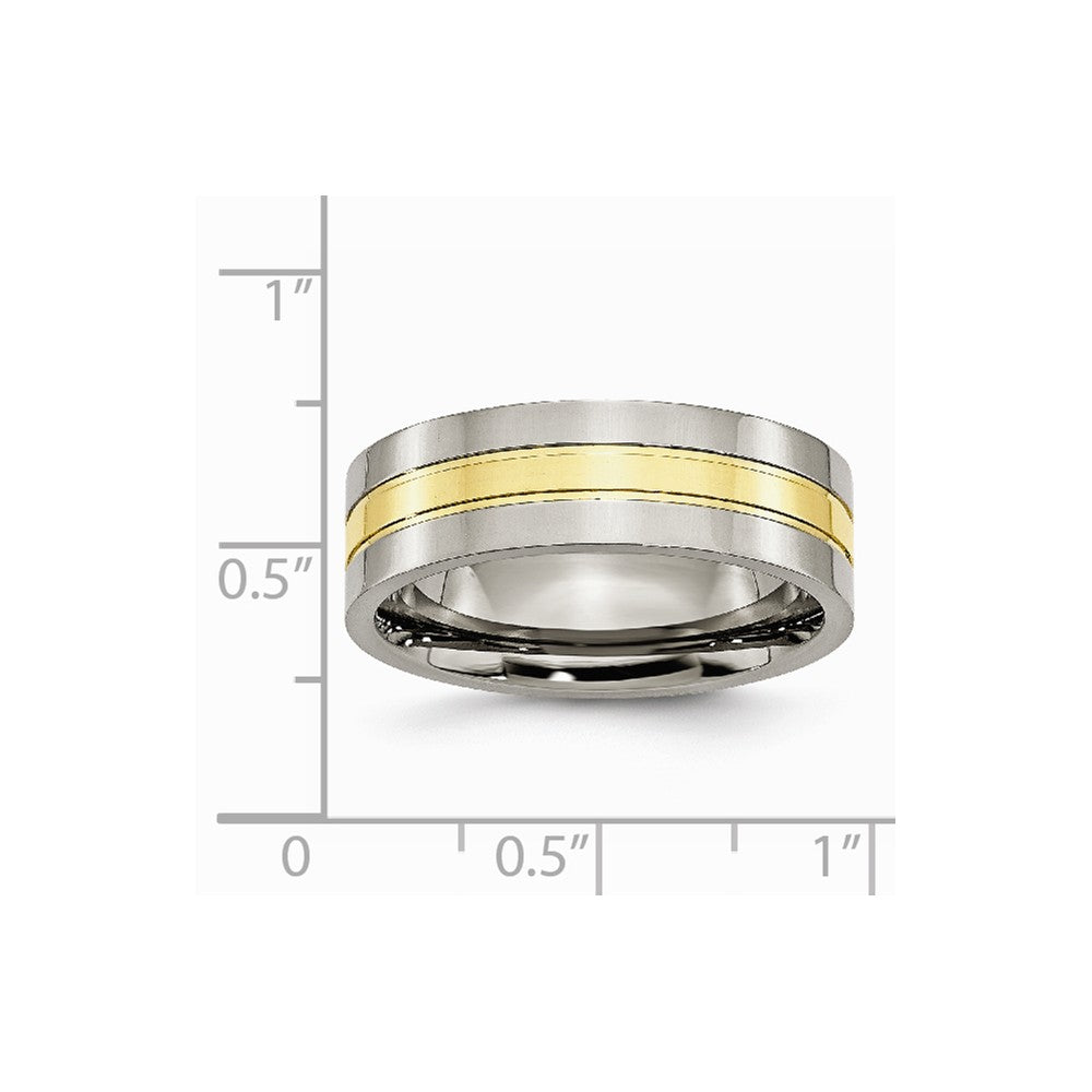 Chisel Titanium Yellow Ip-plated Grooved 7mm Polished Wedding Band