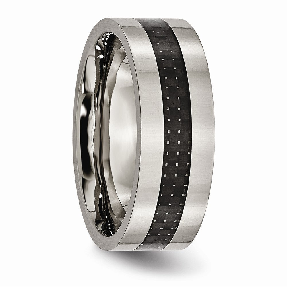Chisel Titanium Black Carbon Fiber Flat 8mm Polished Wedding Band