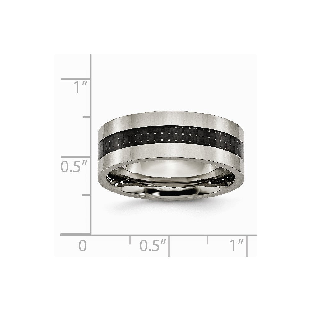 Chisel Titanium Black Carbon Fiber Flat 8mm Polished Wedding Band
