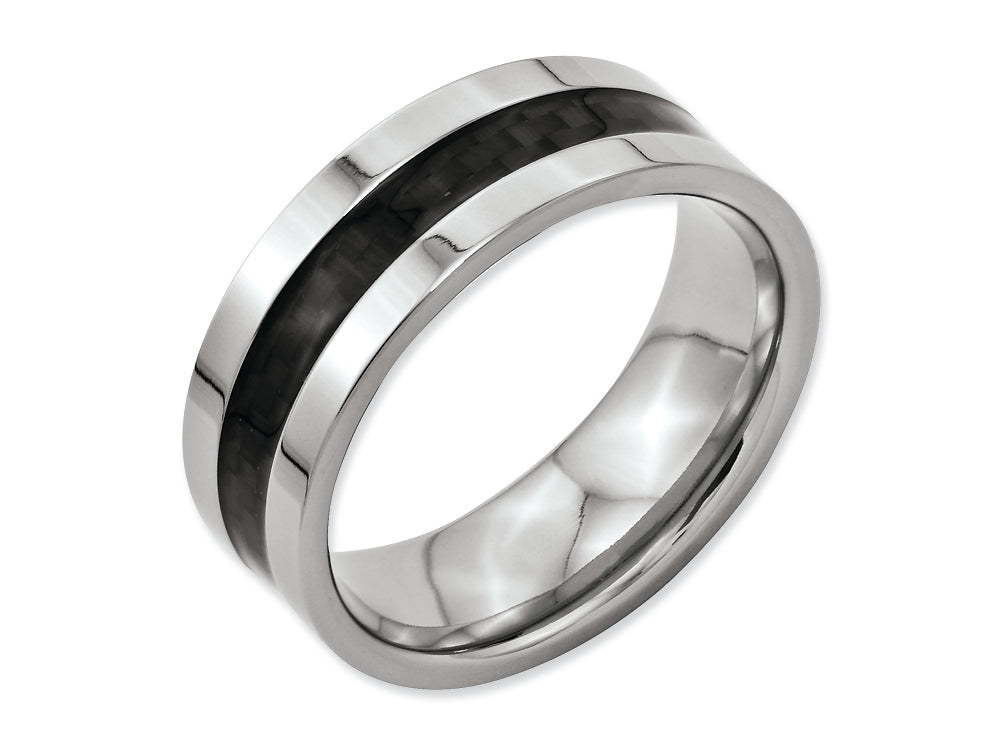Chisel Titanium Black Carbon Fiber Flat 8mm Polished Wedding Band