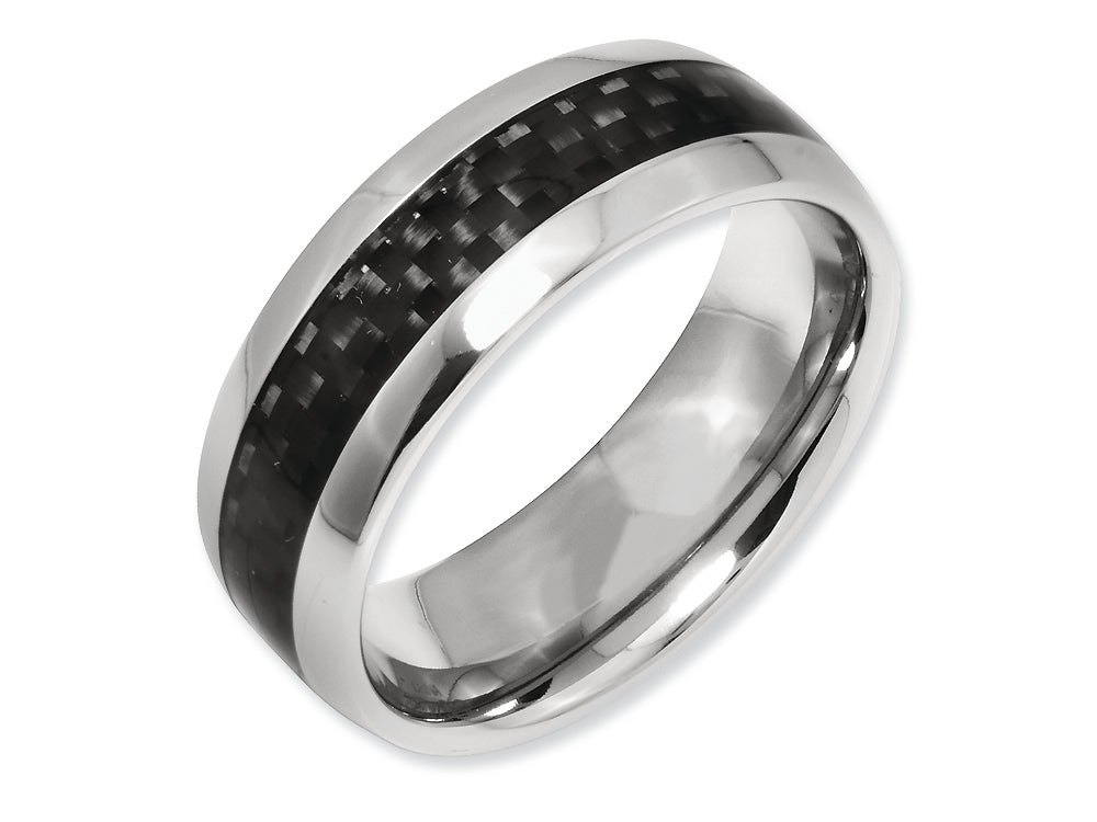Chisel Titanium Black Carbon Fiber 8mm Polished Wedding Band