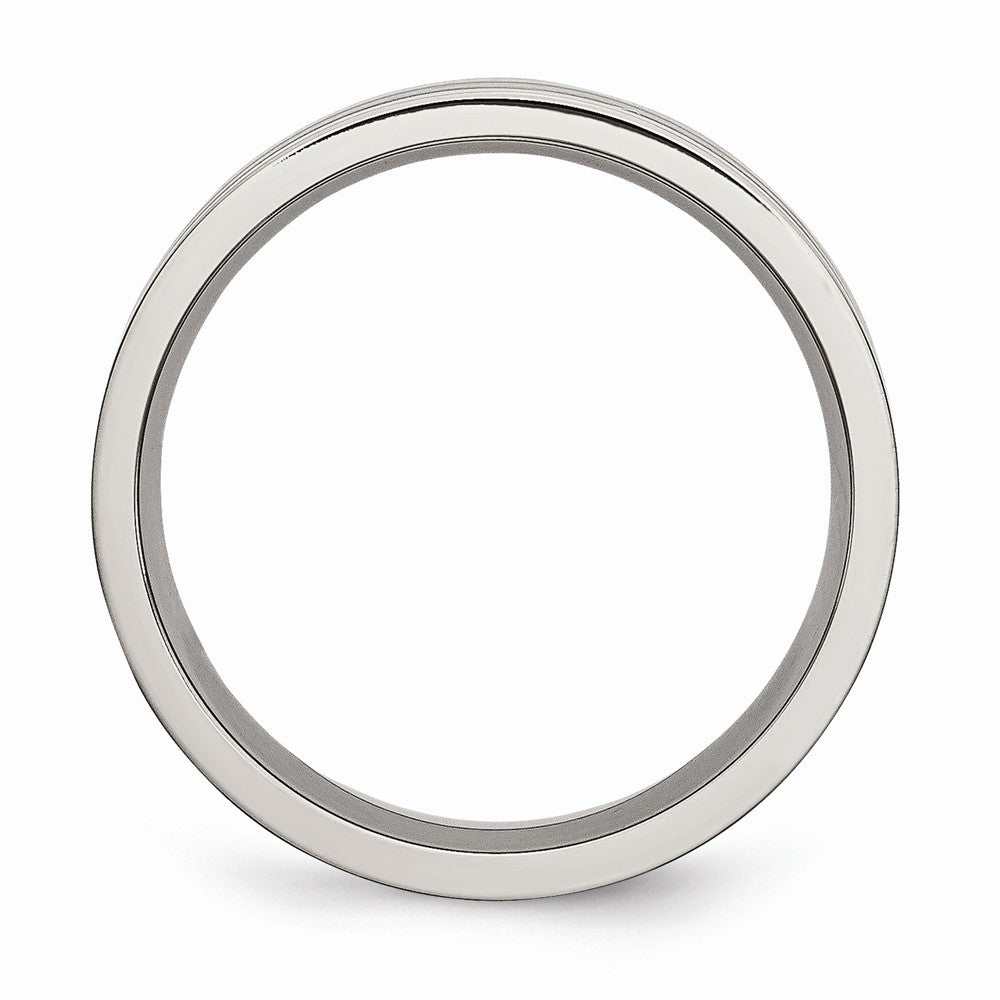 Chisel Titanium Grooved 6mm Brushed And Polished Wedding Band