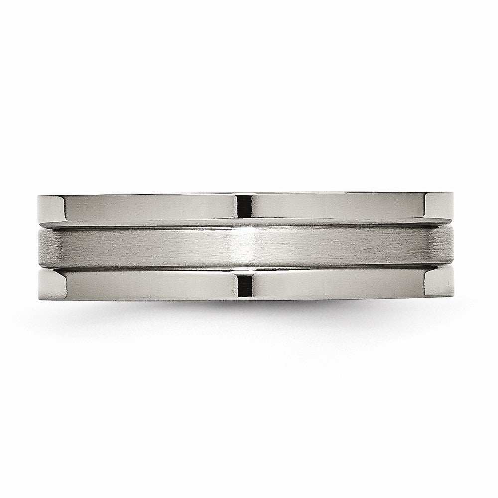 Chisel Titanium Grooved 6mm Brushed And Polished Wedding Band