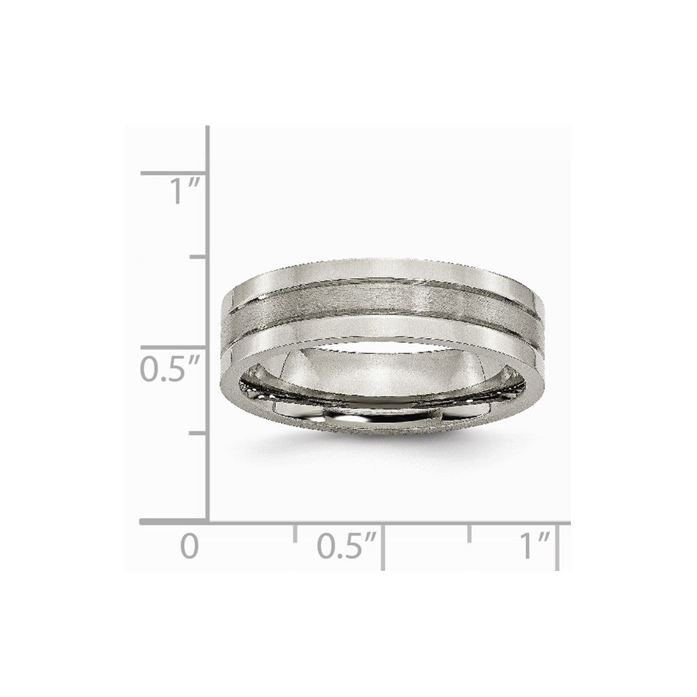 Chisel Titanium Grooved 6mm Brushed And Polished Wedding Band