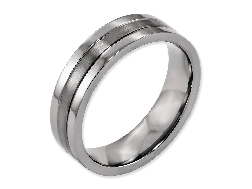 Chisel Titanium Grooved 6mm Brushed And Polished Wedding Band