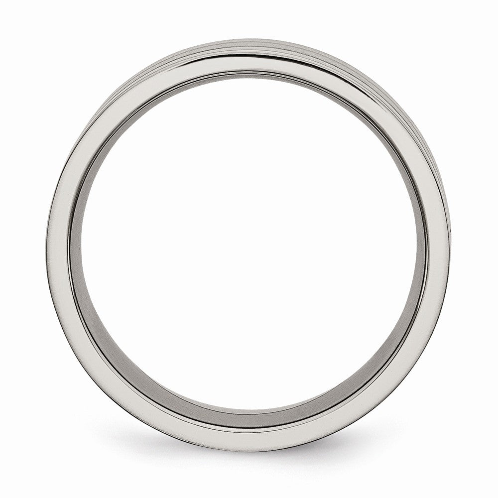 Chisel Titanium Grooved 8mm Brushed And Polished Wedding Band