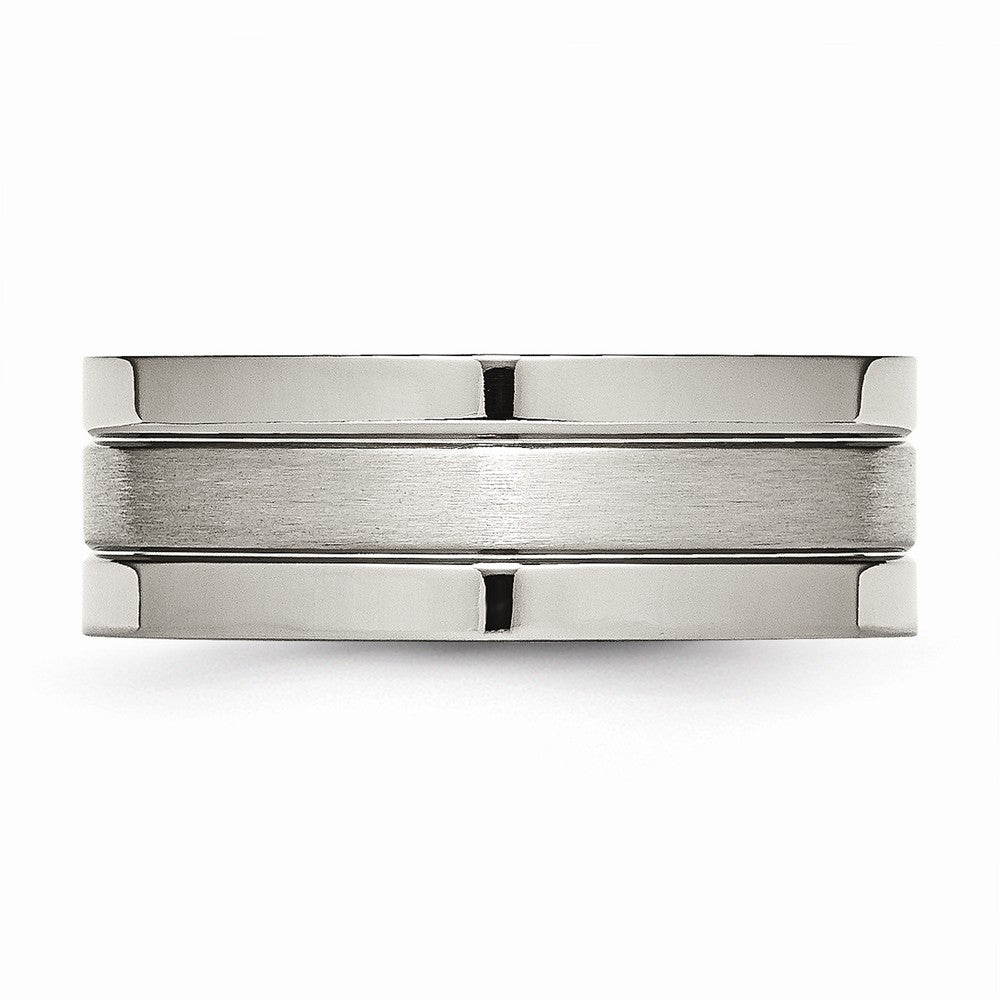 Chisel Titanium Grooved 8mm Brushed And Polished Wedding Band