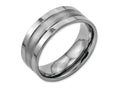 Chisel Titanium Grooved 8mm Brushed And Polished Wedding Band
