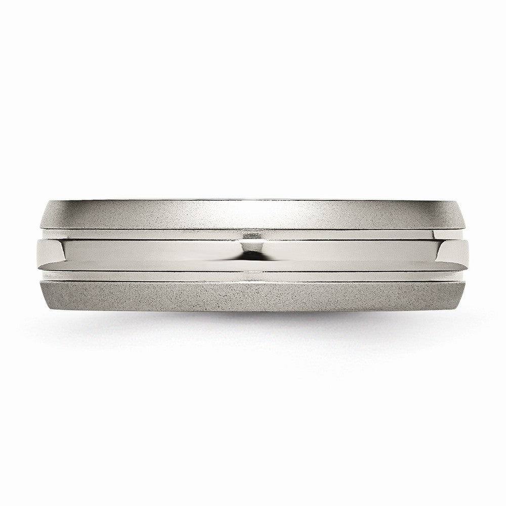 Chisel Titanium Grooved 6mm Brushed And Polished Wedding Band