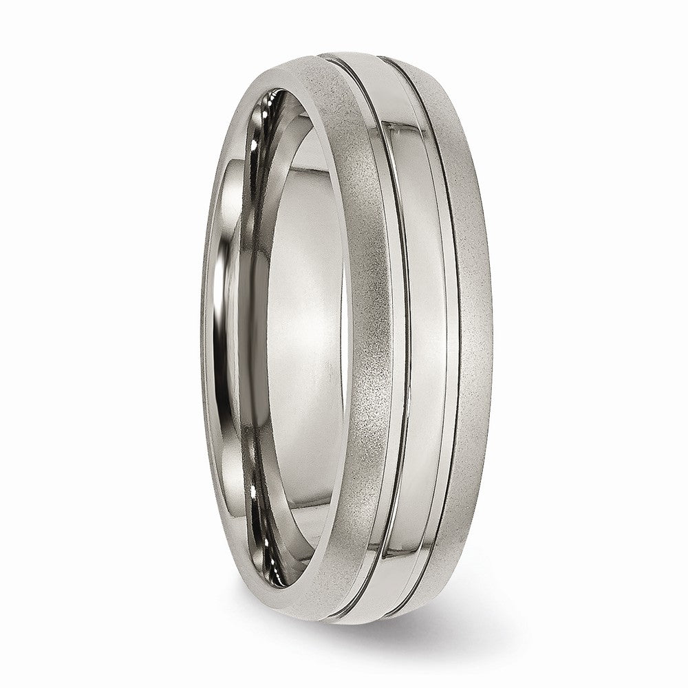 Chisel Titanium Grooved 6mm Brushed And Polished Wedding Band