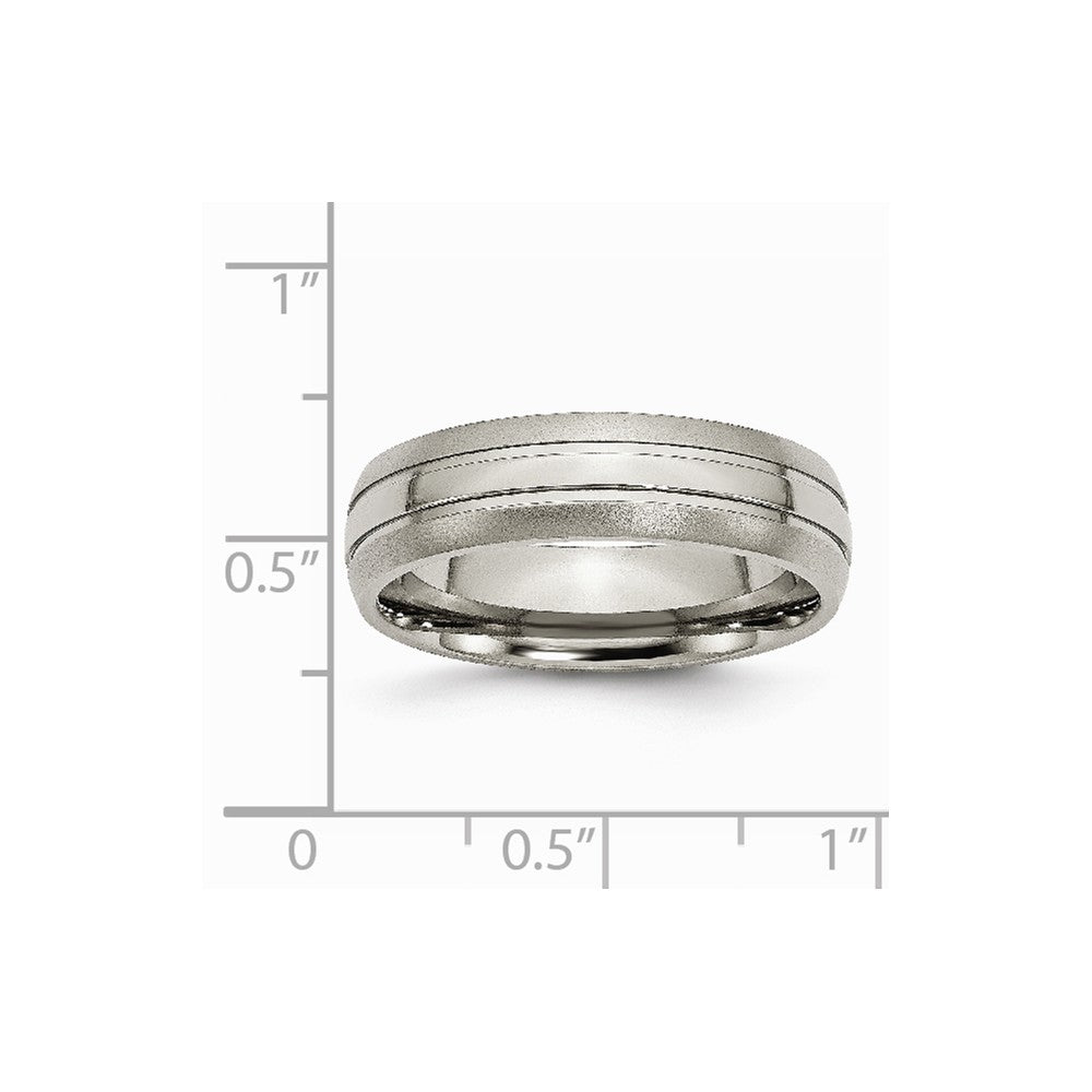 Chisel Titanium Grooved 6mm Brushed And Polished Wedding Band
