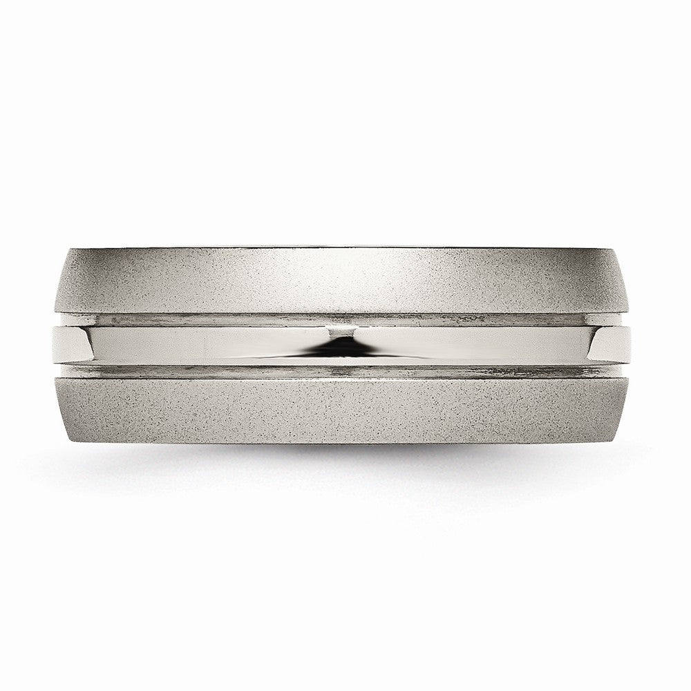Chisel Titanium Grooved 8mm Brushed And Polished Wedding Band