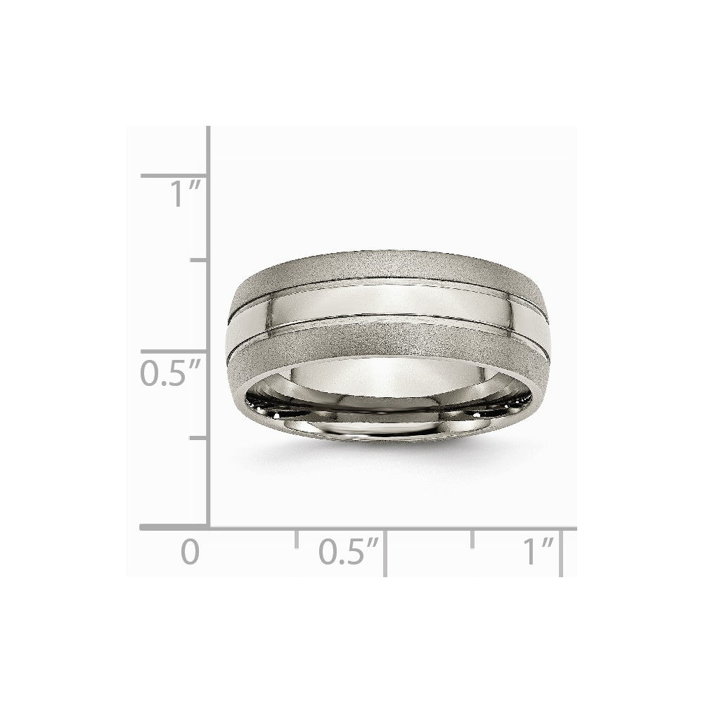 Chisel Titanium Grooved 8mm Brushed And Polished Wedding Band