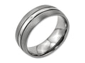 Chisel Titanium Grooved 8mm Brushed And Polished Wedding Band